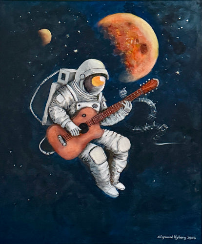 Playing gitar in the space